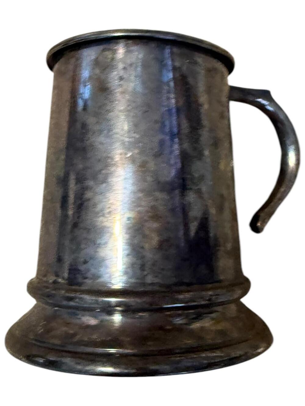 Vintage Metal Tankard Mug with Handle, Clear See Through Bottom